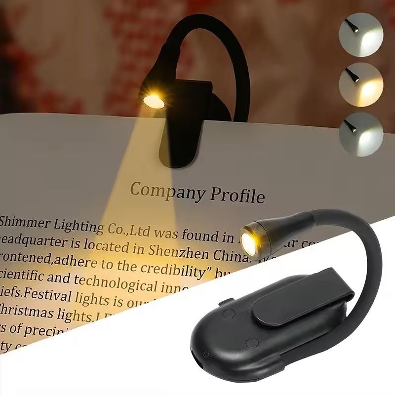 Portable LED Book Lamp Clip On Reading Light With 3 Color Modes Eye Protection For BedroomStudyBeds 3