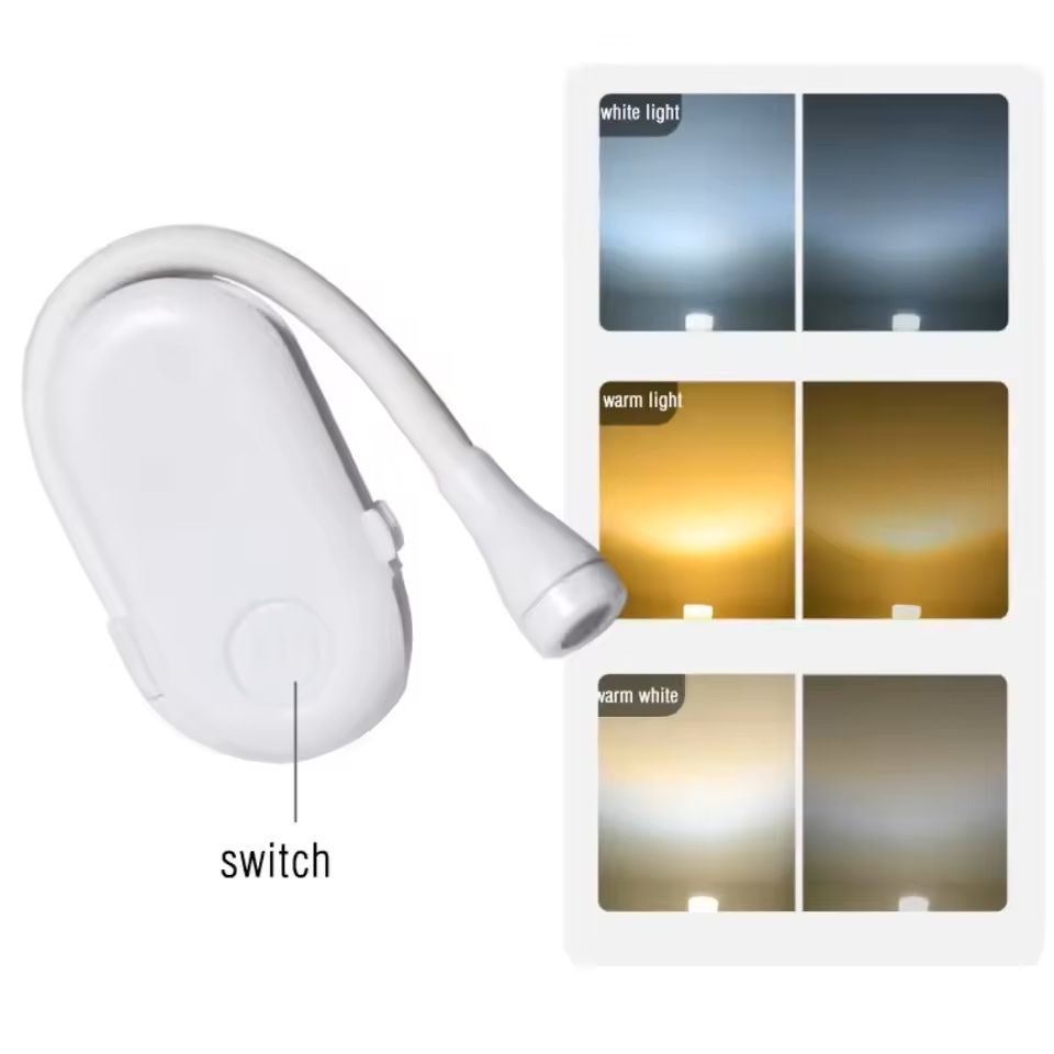 Portable LED Book Lamp Clip On Reading Light With 3 Color Modes Eye Protection For BedroomStudyBeds 4