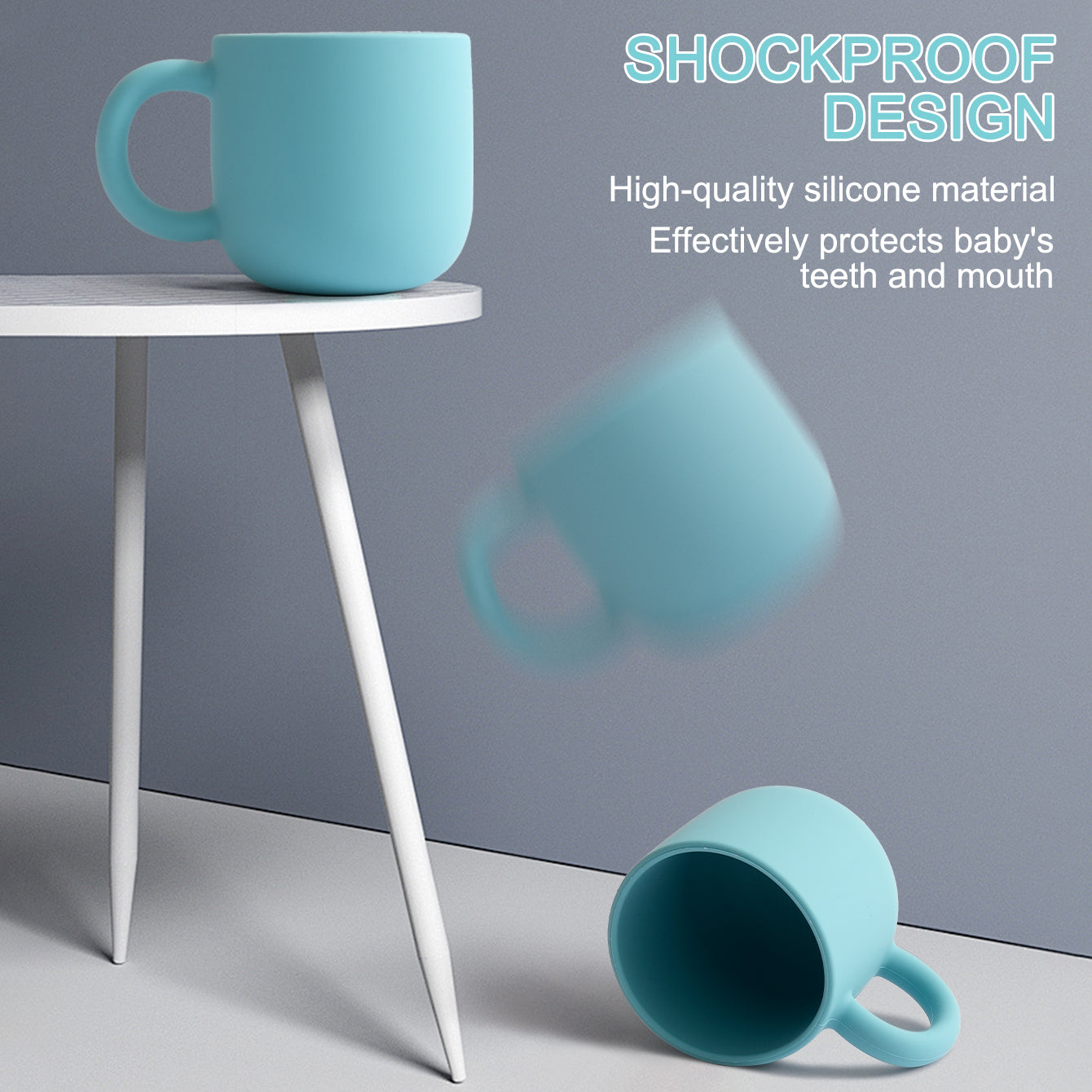 Portable Baby Silicone Cup Single Handle Baby Cups Pure Color Baby Water Bottle Perfect Baby Shower 3