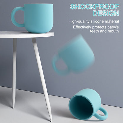 Portable Baby Silicone Cup Single Handle Baby Cups Pure Color Baby Water Bottle Perfect Baby Shower 3