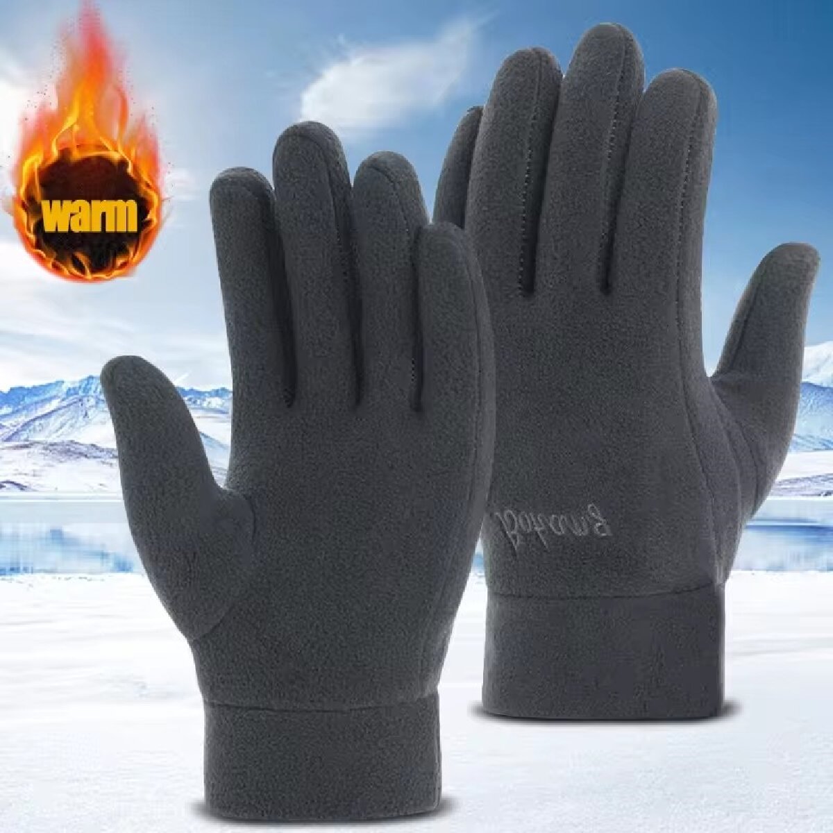Winter Gloves for Men, Thicken Thermal Fleece Full Finger, Windproof Cold Resistance Skiing Cycling Mittens