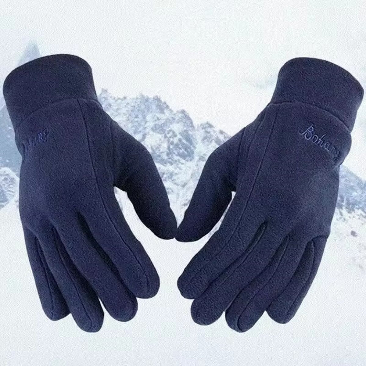 Winter Gloves For Men Thicken Thermal Fleece Full Finger Windproof Cold Resistance Skiing Cycling M 2