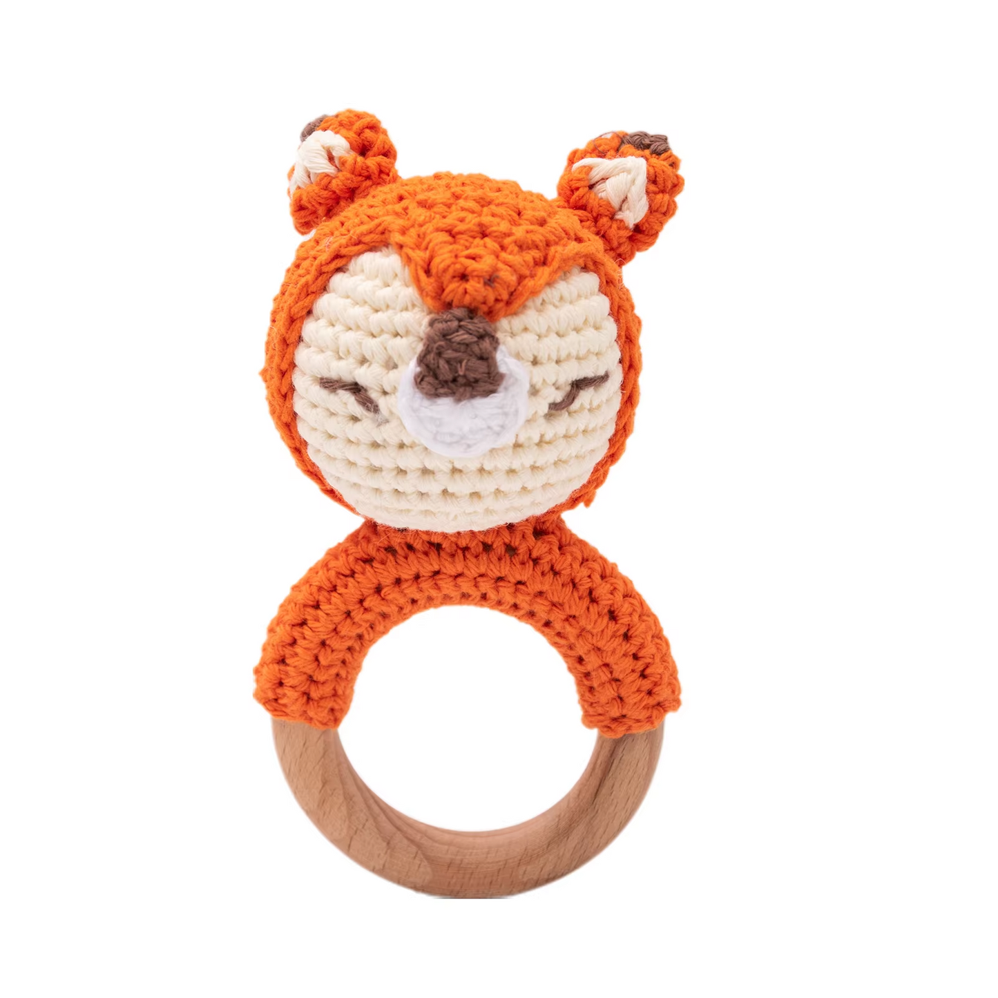 Wooden Teether Toy Baby Crochet Rattle BPA Free Wood Rodent Rabbit Rattle Baby Mobile Play Gym 7