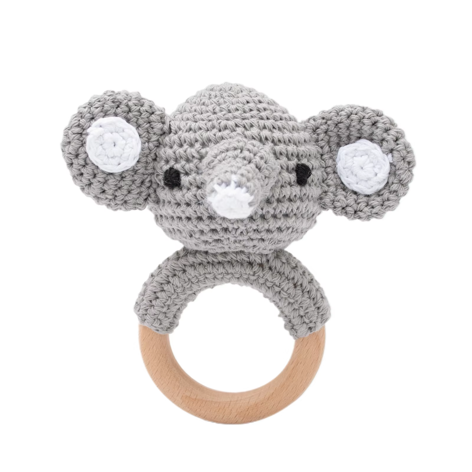 Wooden Teether Toy Baby Crochet Rattle BPA Free Wood Rodent Rabbit Rattle Baby Mobile Play Gym 9