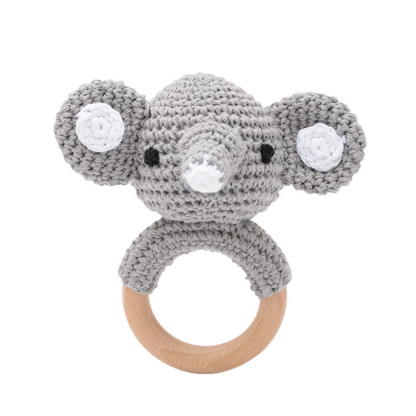 Wooden Teether Toy Baby Crochet Rattle BPA Free Wood Rodent Rabbit Rattle Baby Mobile Play Gym 9
