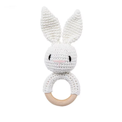 Wooden Teether Toy Baby Crochet Rattle BPA Free Wood Rodent Rabbit Rattle Baby Mobile Play Gym 10