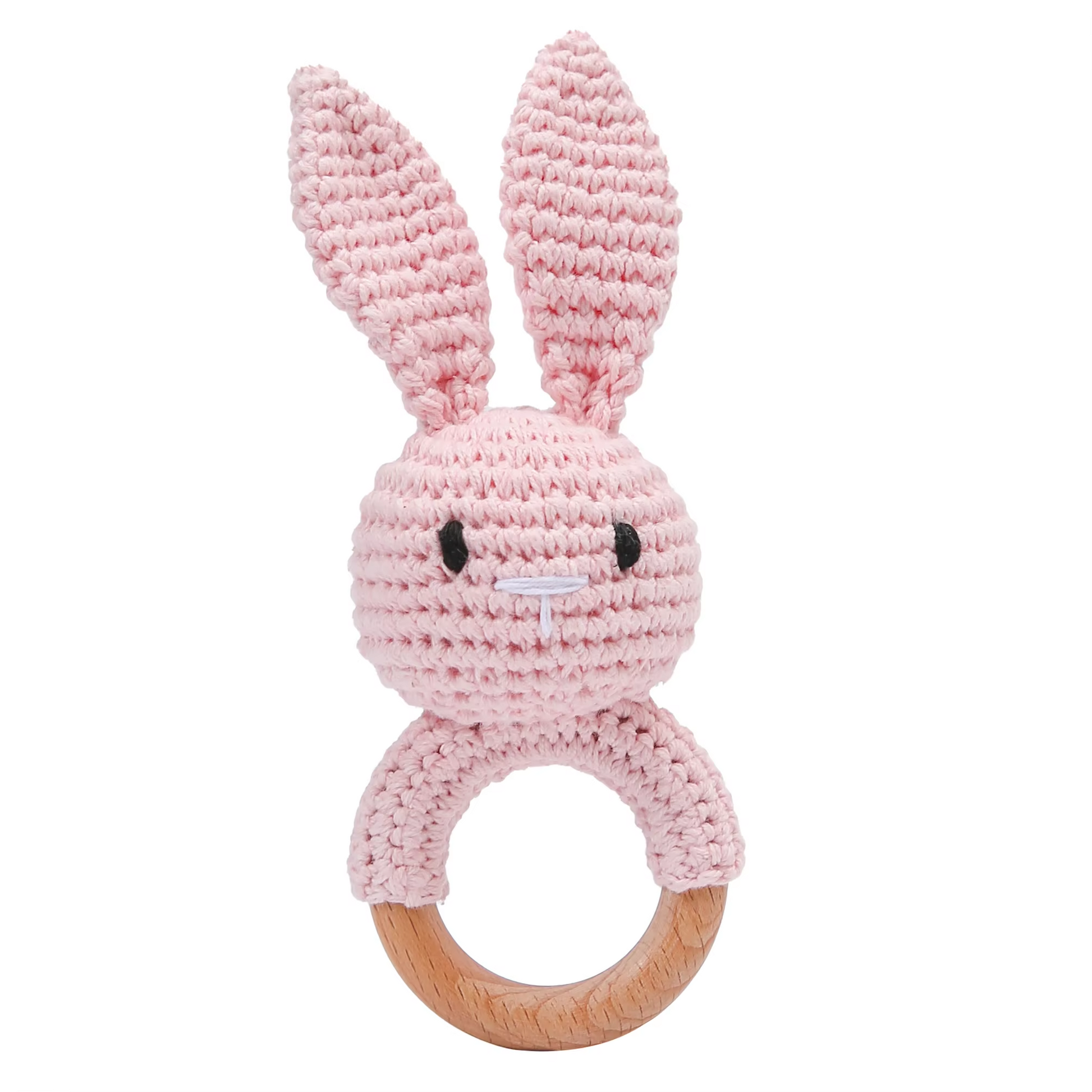 Wooden Teether Toy Baby Crochet Rattle BPA Free Wood Rodent Rabbit Rattle Baby Mobile Play Gym 11