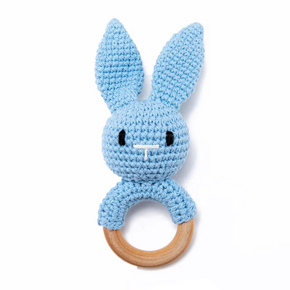 Wooden Teether Toy Baby Crochet Rattle BPA Free Wood Rodent Rabbit Rattle Baby Mobile Play Gym 13