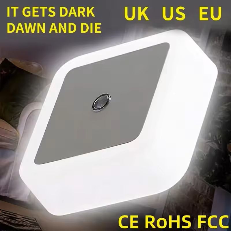 Mini LED Night Light EUUSUK Plug Square Shape Sensor Lamp For Kids Room Bedroom Bedside  Corridor 2