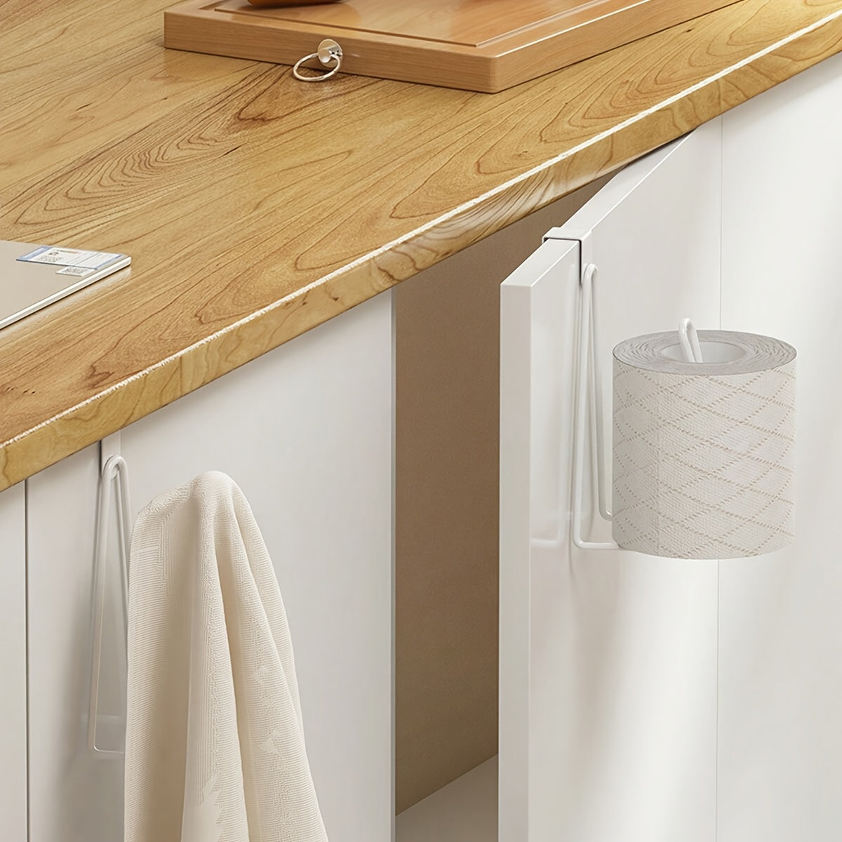 Toilet Paper Holder, Easy Install Wall Mount Bathroom Tissue Roll Hanger with Painted Finish Space Saving
