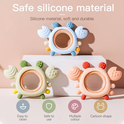 Silicone Baby Teether BPAFree Crab Wooden Ring Teething Toys 1