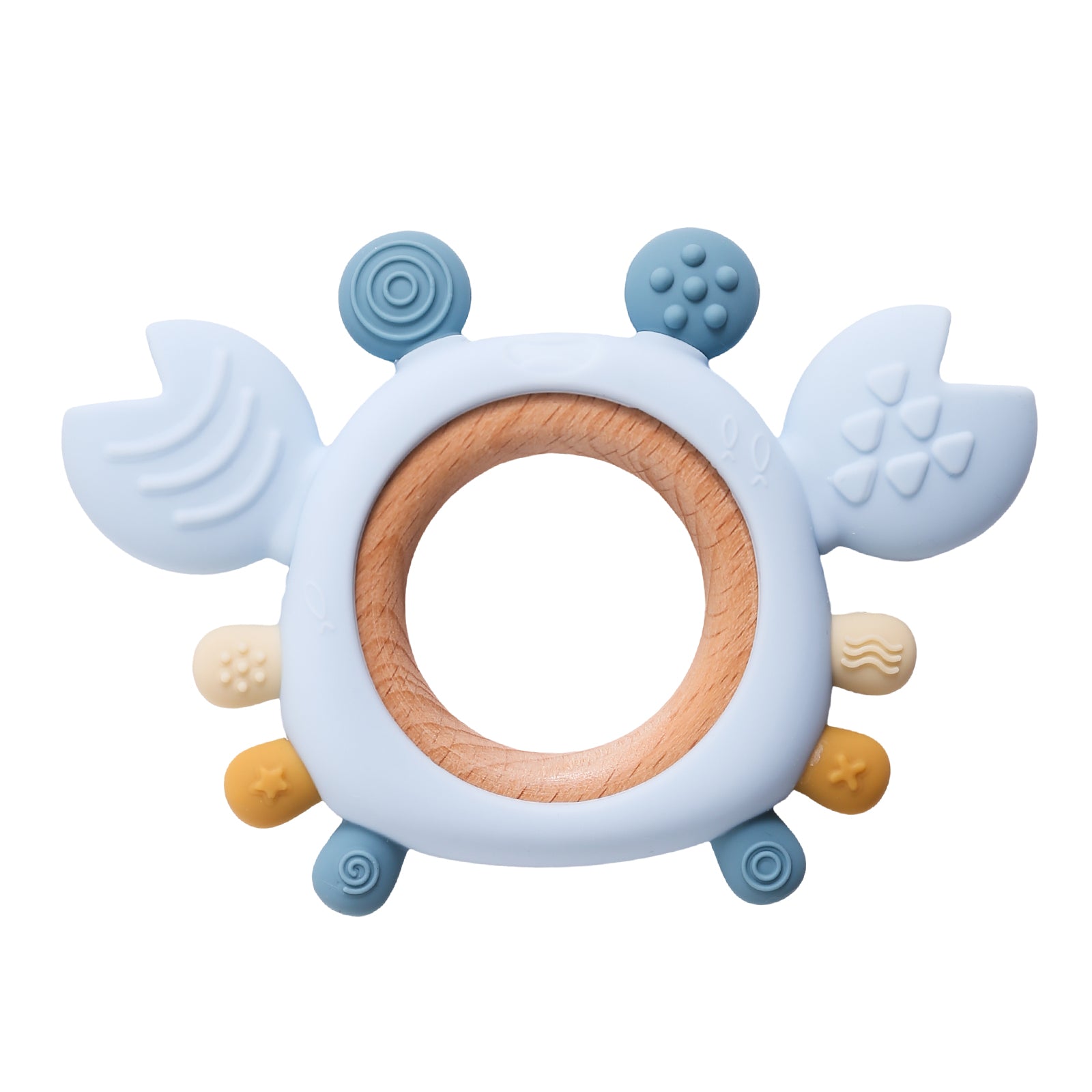 Silicone Baby Teether BPAFree Crab Wooden Ring Teething Toys 5