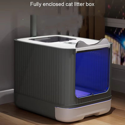 Pet UV Lights Top Drawer Litter Pan Fully Enclosed With Inout Door Control Disinfecting And Deodori 2