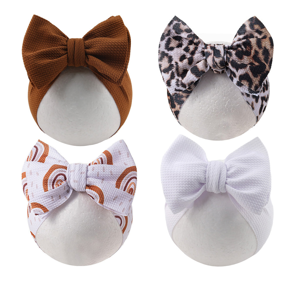 Baby Leopard Flower Print Headbands Rainbow Dot Turban Headwraps Infant Boys And Girls Hairbands Ki 3