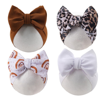 Baby Leopard Flower Print Headbands Rainbow Dot Turban Headwraps Infant Boys And Girls Hairbands Ki 3
