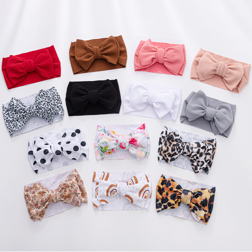Baby Leopard Flower Print Headbands Rainbow Dot Turban Headwraps Infant Boys And Girls Hairbands Ki 4