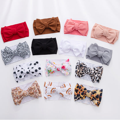 Baby Leopard Flower Print Headbands Rainbow Dot Turban Headwraps Infant Boys And Girls Hairbands Ki 4