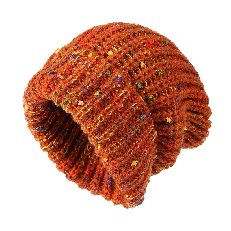 Classic Coldproof Warm Beanie Trendy Mixed Color Slouchy Skull Cap Thick Knit Hat For Women Winter  6
