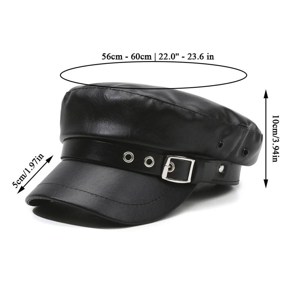 Black Womens Beret Hat PU Leather Vintage England Flat Top Newsboy Cap Artist Fashion Casual Painte 5