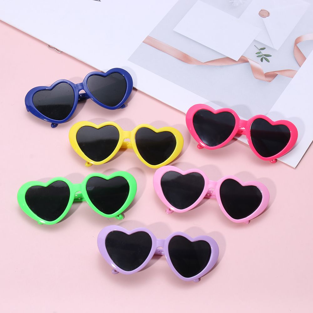 Candy Color Frame Doll Glasses, Cute Heart Sunglasses, Dress Up Eyewear for Dolls