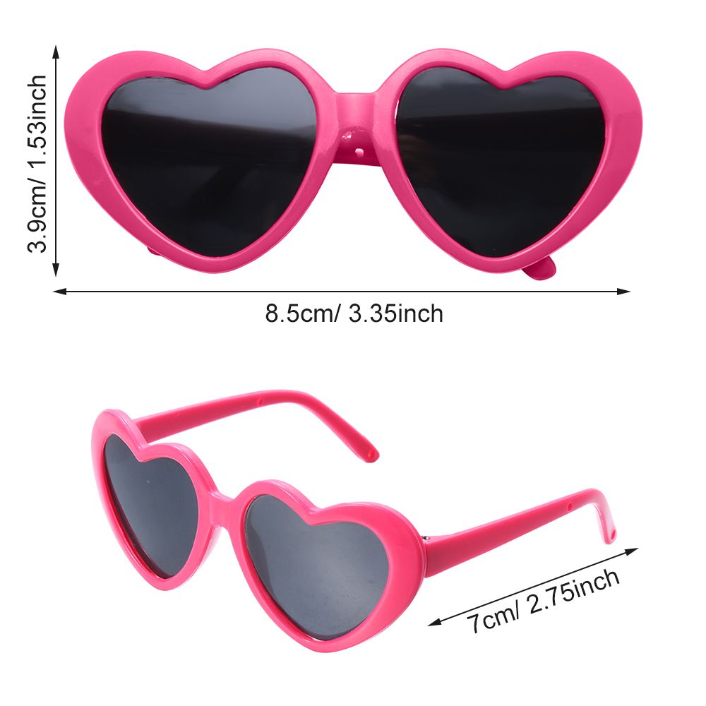 Candy Color Frame Doll Glasses, Cute Heart Sunglasses, Dress Up Eyewear for Dolls