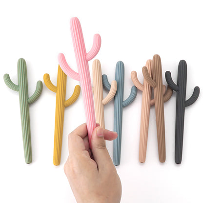 Cactus Shape Baby Shower Gifts Silicone Teethers Fidget Toys For Newborns Straw Teething Infant Che 1