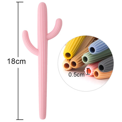 Cactus Shape Baby Shower Gifts Silicone Teethers Fidget Toys For Newborns Straw Teething Infant Che 3