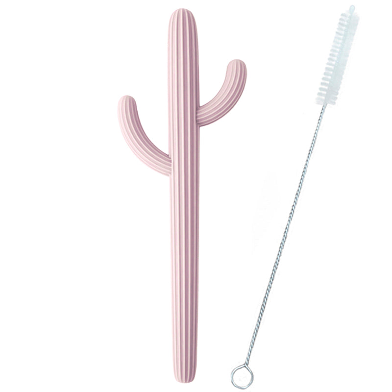 Cactus Shape Baby Shower Gifts Silicone Teethers Fidget Toys For Newborns Straw Teething Infant Che 11