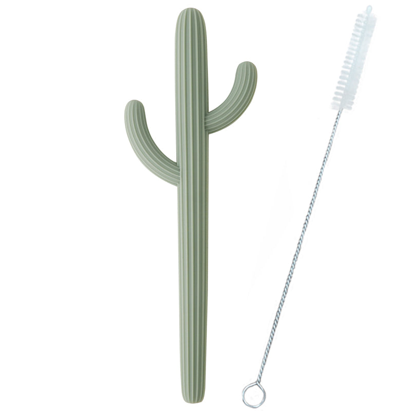 Cactus Shape Baby Shower Gifts Silicone Teethers Fidget Toys For Newborns Straw Teething Infant Che 9