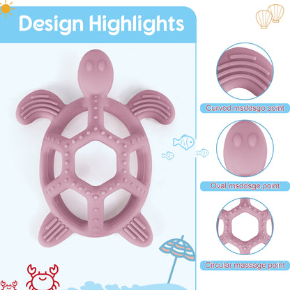 Cartoon Baby Silicone Teether, Food Grade Silicone Turtle, DIY Rodent Teeth Toy for Babies
