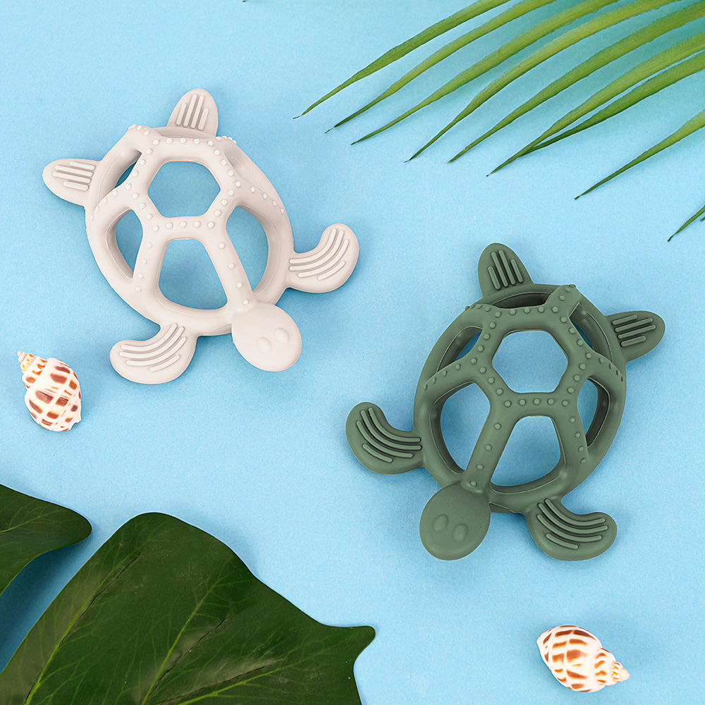 Cartoon Baby Silicone Teether, Food Grade Silicone Turtle, DIY Rodent Teeth Toy for Babies