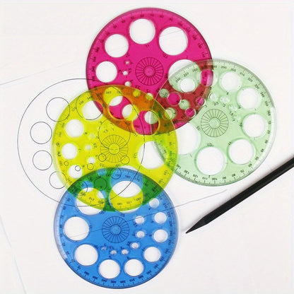 360Degree Rotating Round Ruler Transparent Blue Template For Drafting Patchwork Office Work 1