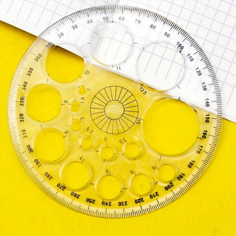 360Degree Rotating Round Ruler Transparent Blue Template For Drafting Patchwork Office Work 4