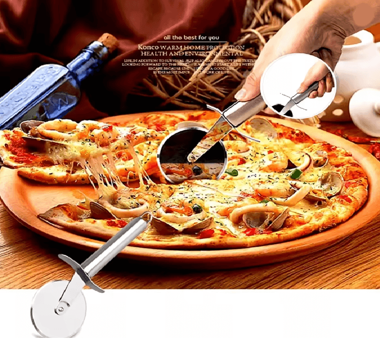 Stainless Steel Kitchen Pizza Cutter Wheel And Server 1