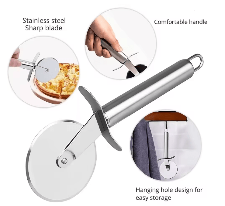 Stainless Steel Kitchen Pizza Cutter Wheel And Server 2