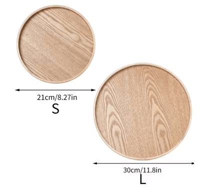 Round Wooden Serving Tray For Home And Kitchen 9