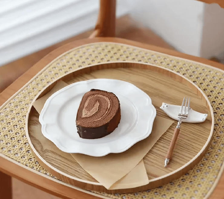 Round Wooden Serving Tray For Home And Kitchen 1