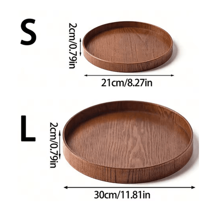 Round Wooden Serving Tray For Home And Kitchen 14