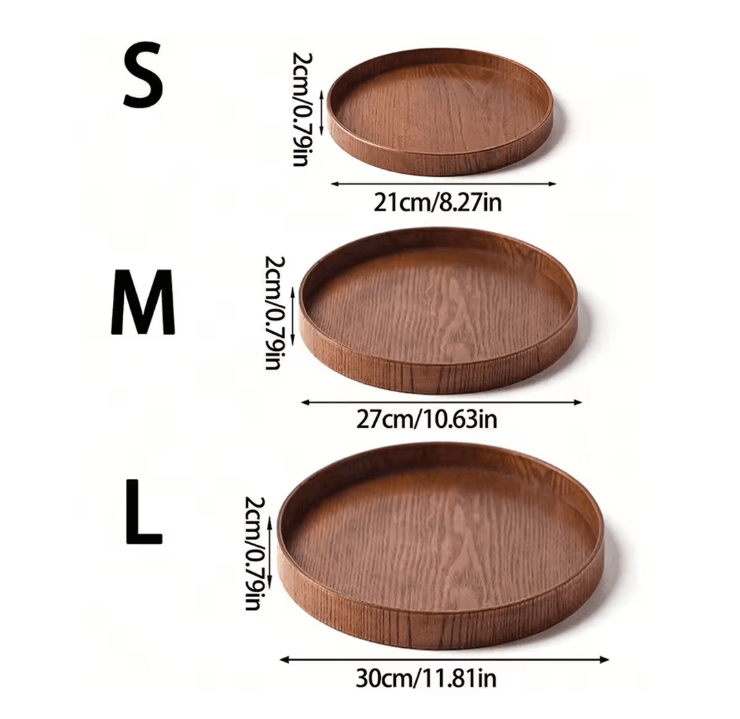 Round Wooden Serving Tray For Home And Kitchen 15