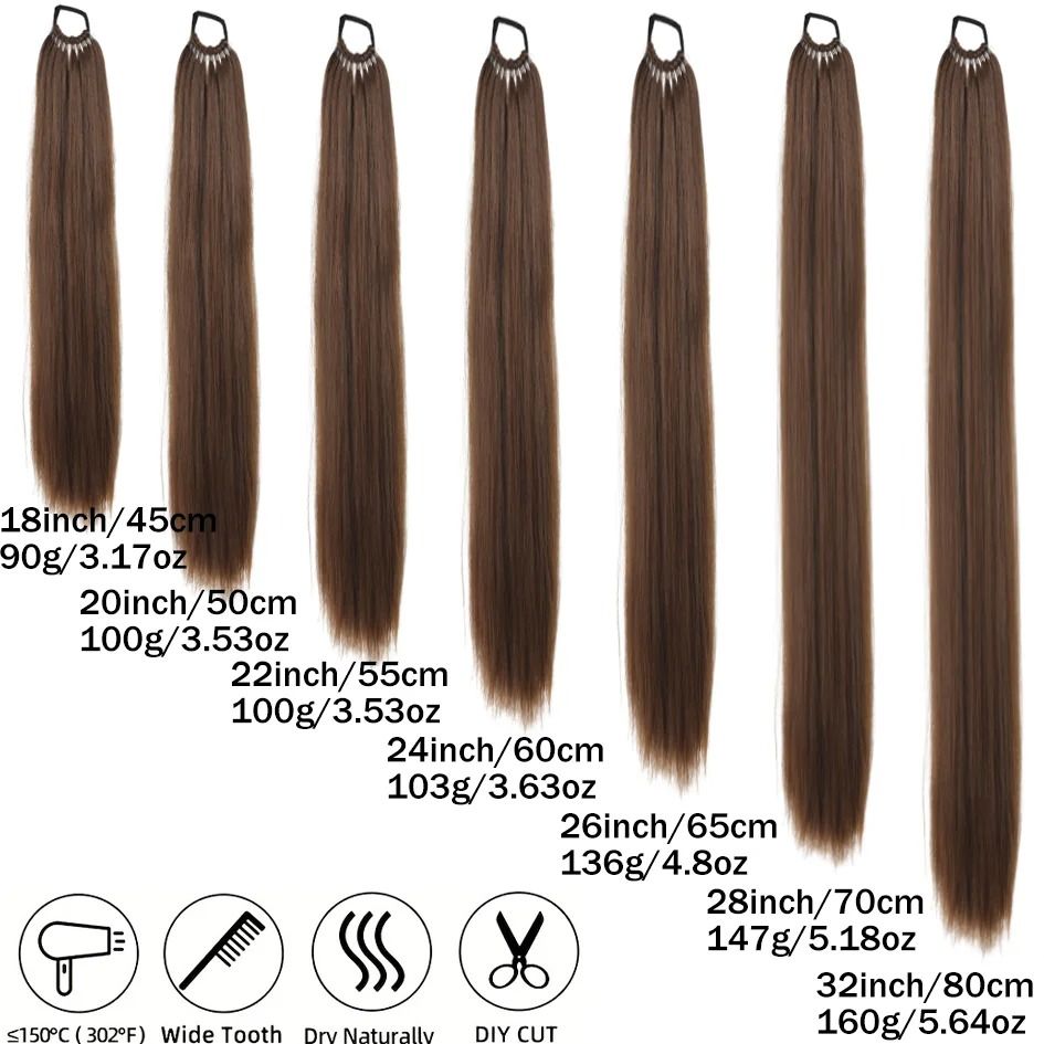 Synthetic Long Straight Ponytail Wig With Headband And Elastic Rope 4