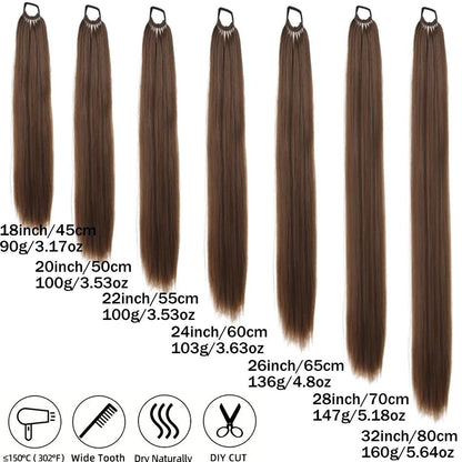 Synthetic Long Straight Ponytail Wig With Headband And Elastic Rope 4