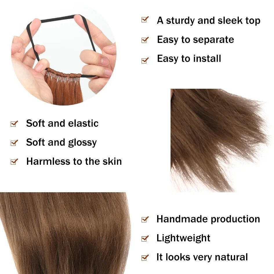 Synthetic Long Straight Ponytail Wig With Headband And Elastic Rope 6