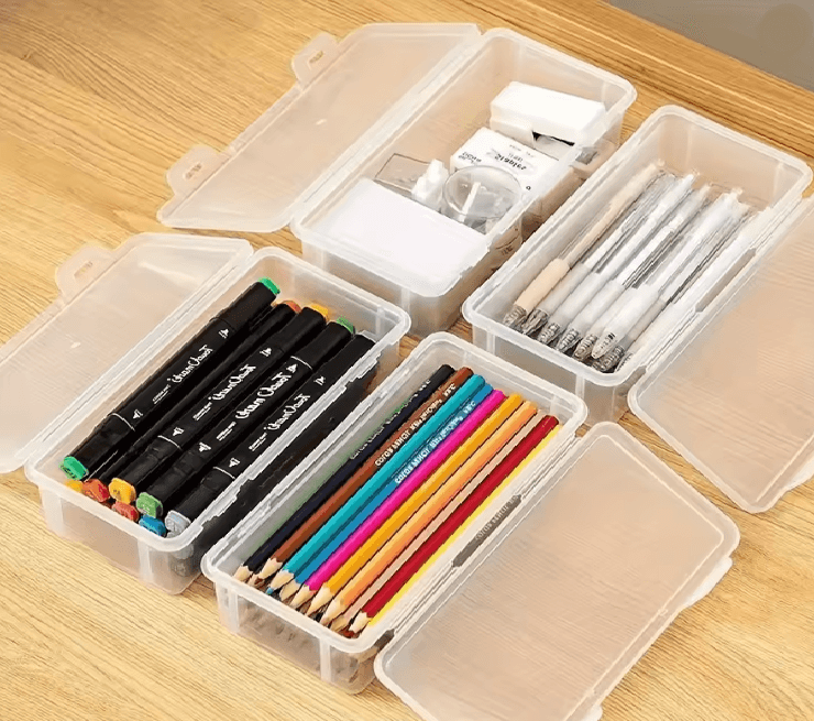 Clear Plastic Storage Box with Hinged Lid