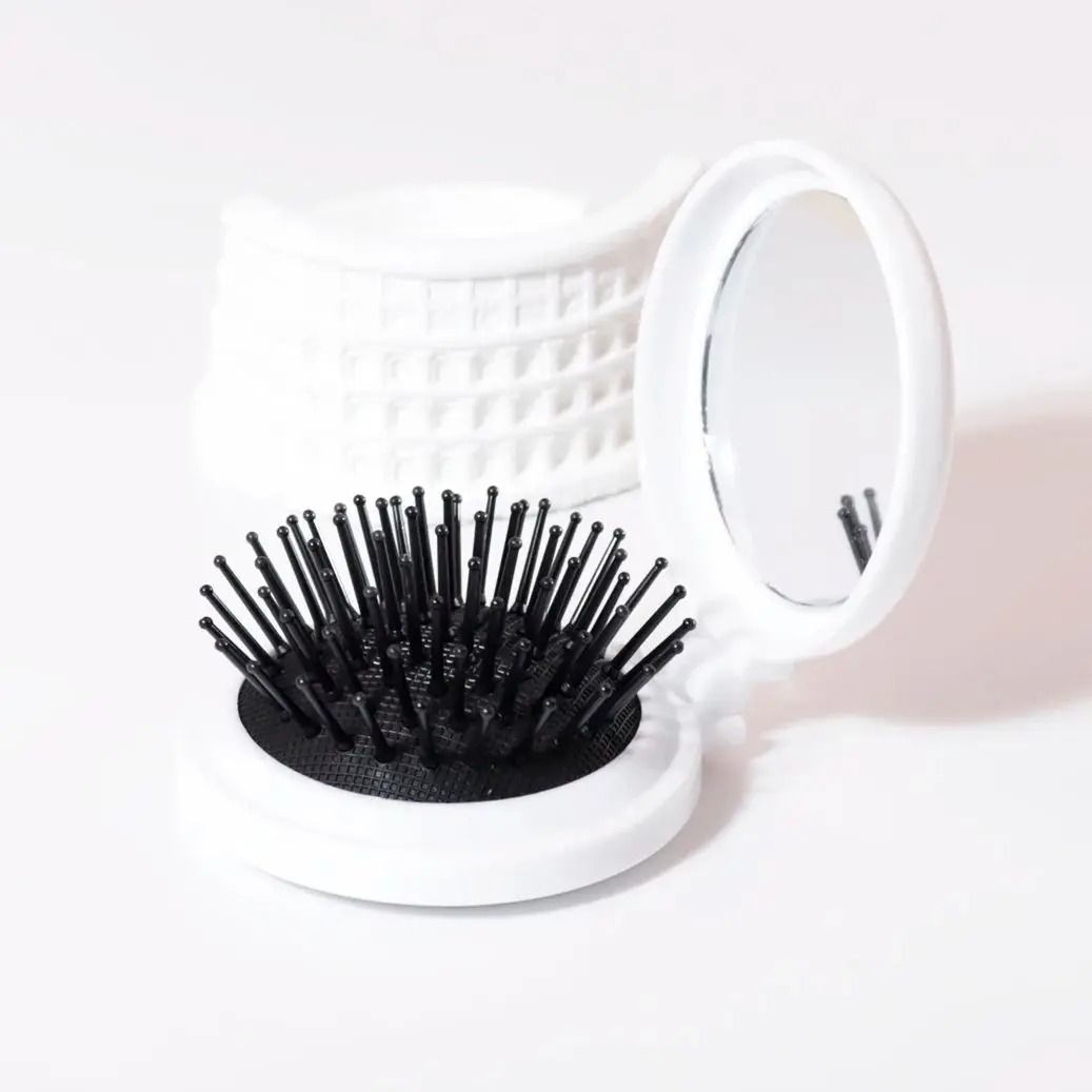 Mini Folding Hair Brush With Mirror For Travel And Wig Styling 6