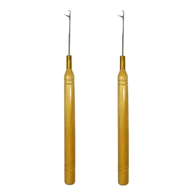 Hair Extension Loop Needle Threader With Wooden Handle 10