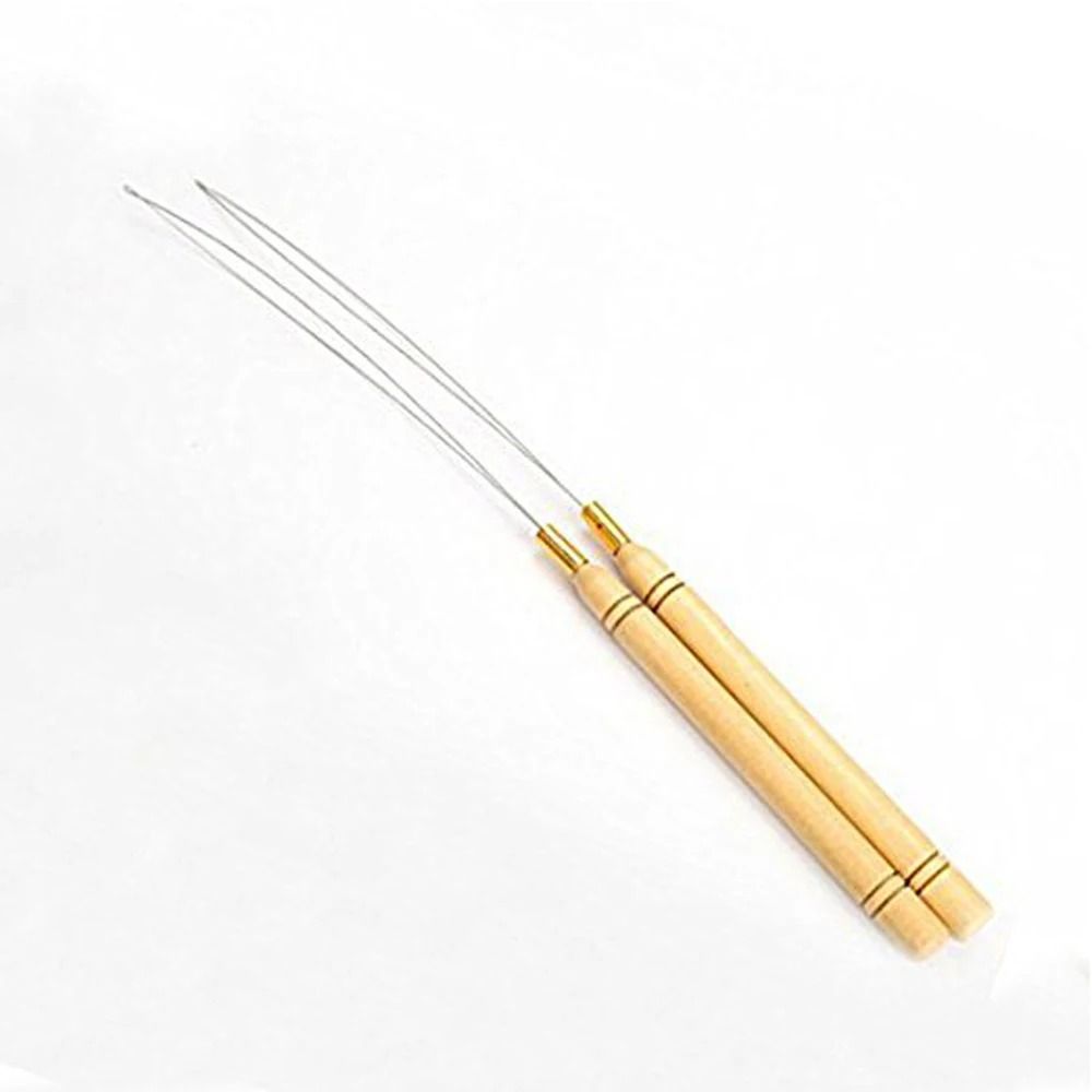 Hair Extension Loop Needle Threader With Wooden Handle 4
