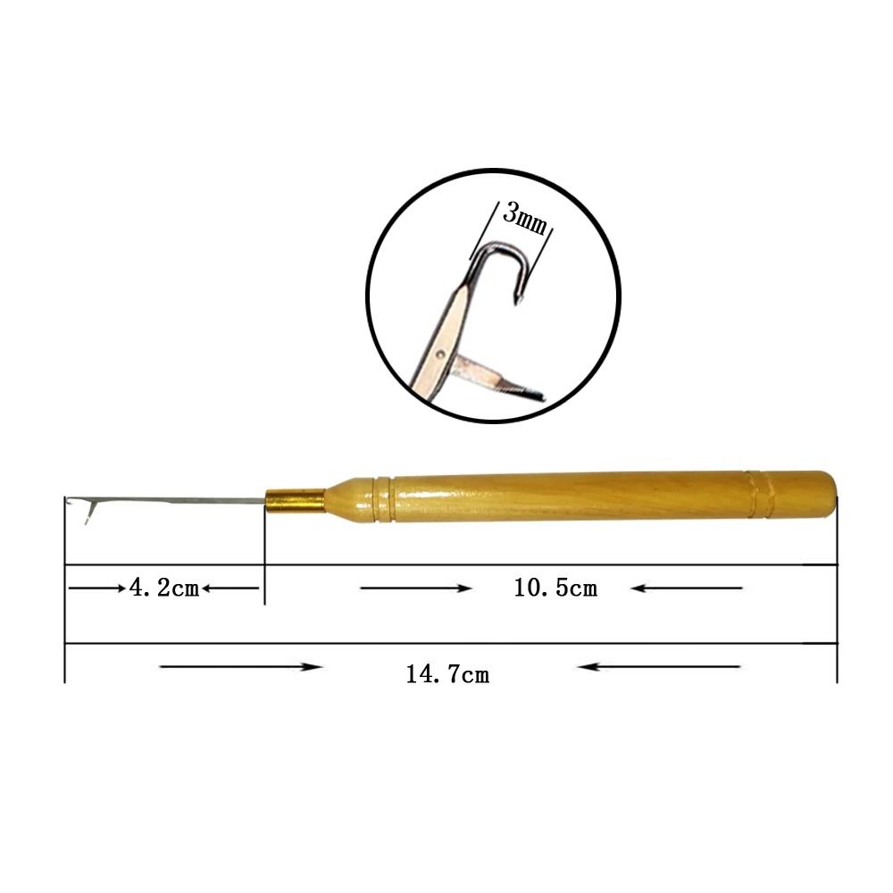 Hair Extension Loop Needle Threader With Wooden Handle 5