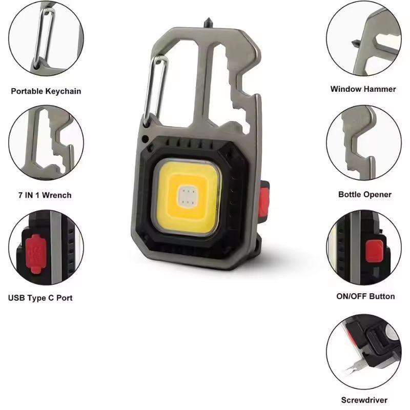 HeroLight Rechargeable Keychain Flashlight Multifunction COB  13 Pack 1