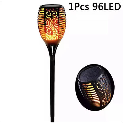 Solar Flame 96LED Outdoor Torch Lights Solar Flickering Torch Pathway Yard 4