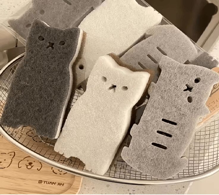 Cute Cat Kitchen Sponge Set